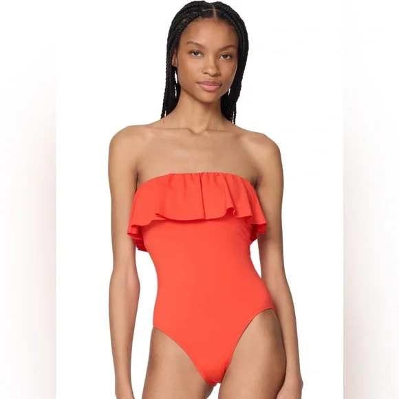 Kate Spade New Ruffle Underwire One Piece Swimsuit in Fern Moss Green NWT - Picture 2 of 16